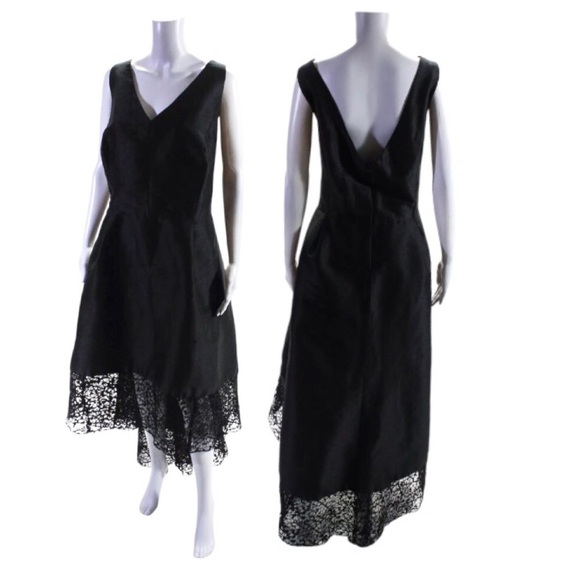 Monique Lhullier Spiderweb Gown Size 22 Black Lace High Low Formal Dress